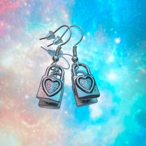 ❤️2/$10 silver lock heart earrings!